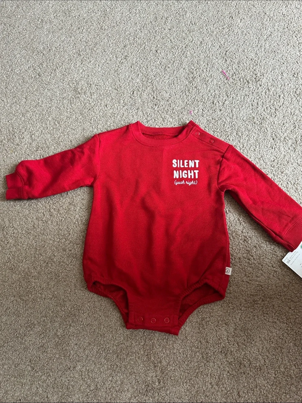 Red 'Silent Night' Baby Long-Sleeve One-Piece